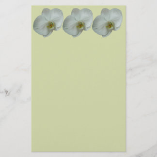 Elegant White Orchid Flower Botanical Stationery