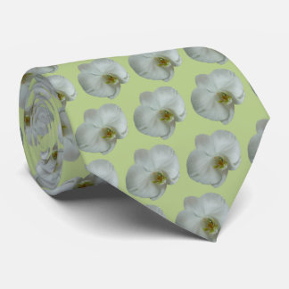 Elegant White Orchid Flower Botanical Tie