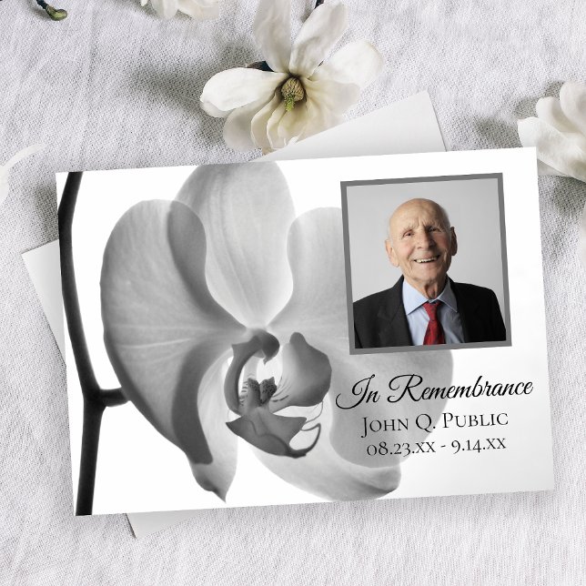 Elegant White Orchid Flower Death Anniversary Invitation (Creator Uploaded)
