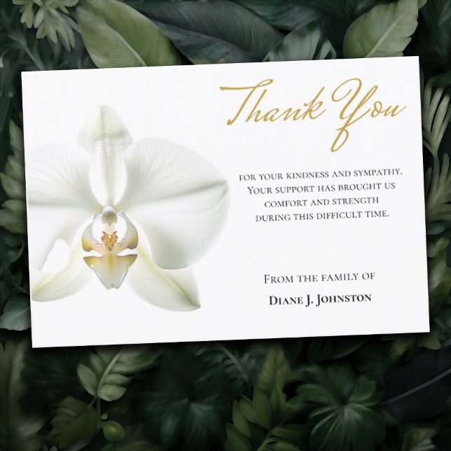 Elegant White Orchid Funeral Thank You Card (Creator Uploaded)