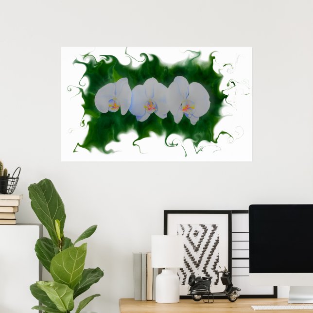 Elegant White Orchid painting tropical floral   Poster (Home Office)