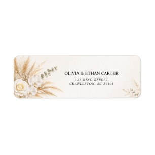 Elegant White Orchid Pampas Wedding Return Adress
