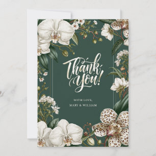 Elegant White Orchid Personalised Thank You Card