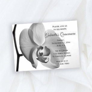 Elegant White Orchid Quinceanera Party Invitation