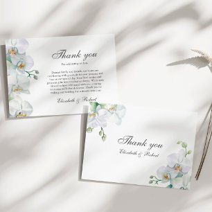 Elegant White Orchid Wedding Thank You Card