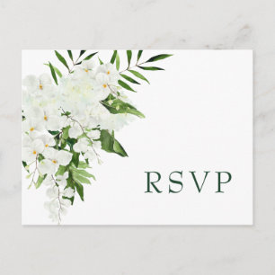Elegant White Orchids Bohemian Chic Wedding RSVP   Postcard