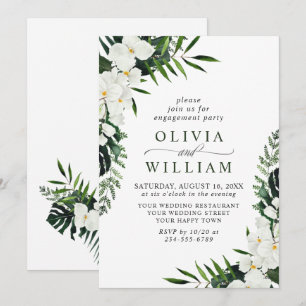 Elegant White Orchids Bohemian ENGAGEMENT PARTY Invitation
