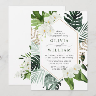 Elegant White Orchids Bohemian ENGAGEMENT PARTY Invitation