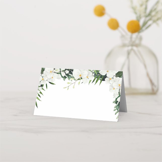 Elegant White Orchids Bohemian Floral Wedding Plac Place Card (Front)