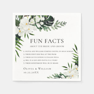Elegant White Orchids Bohemian Fun Facts Wedding Napkin