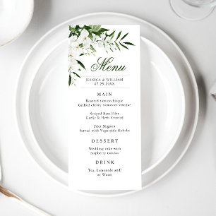 Elegant White Orchids Bohemian Wedding Dinner Menu