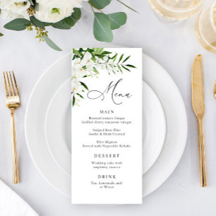Elegant White Orchids Bohemian Wedding Dinner Menu