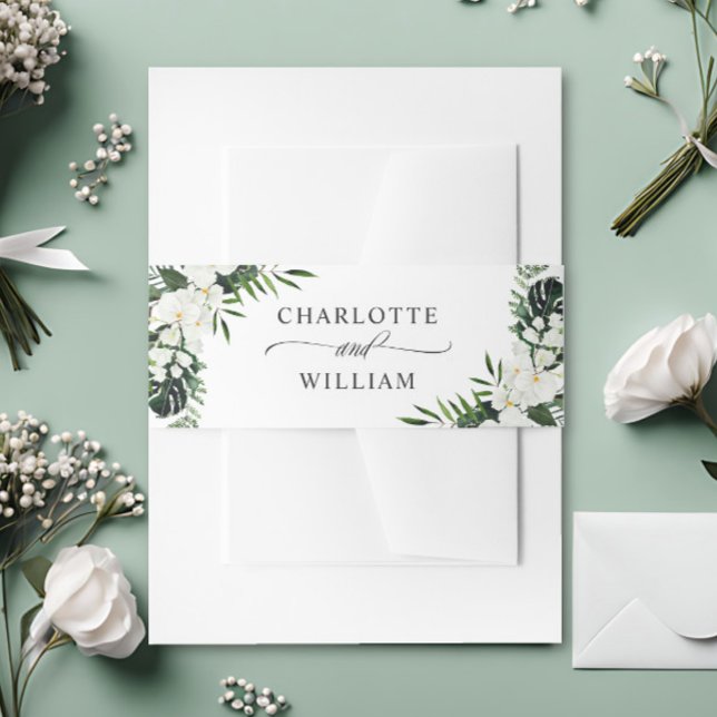 Elegant White Orchids Bohemian Wedding Invitation  Invitation Belly Band (Creator Uploaded)