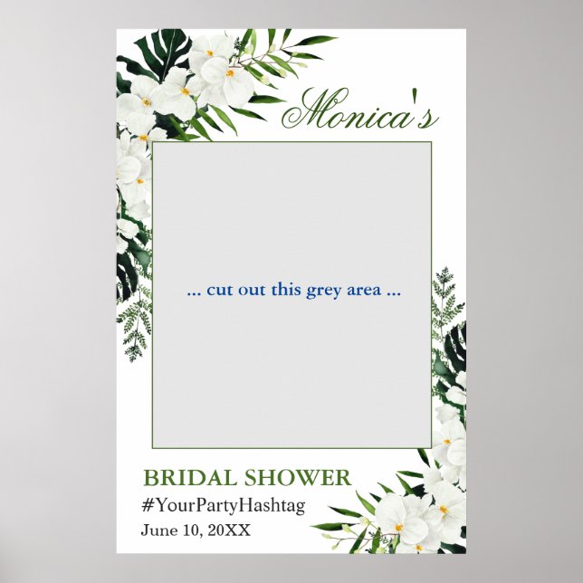 Elegant White Orchids Bridal Shower Photo Frame Poster (Front)