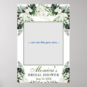 Elegant White Orchids Bridal Shower Photo Frame Poster