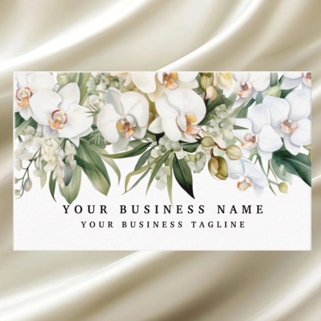 Elegant White Orchids Flowers Floral  Business Card (Creator Uploaded)