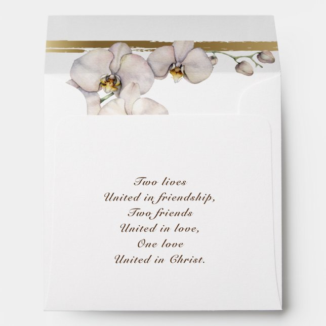 Elegant White Orchids Return Address Wedding Envelope (Back (Bottom))