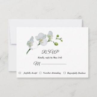 Elegant white orchids RSVP Card