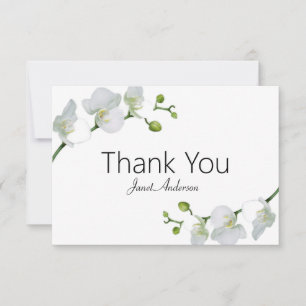 Elegant white orchids thank you card