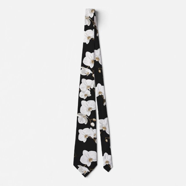 Elegant White Orchids Tie (Front)