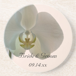 Elegant White Orchids Wedding Coaster