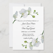 Elegant white orchids Wedding Invitation