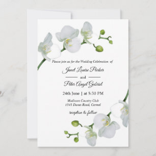Elegant white orchids Wedding Invitation