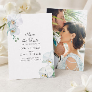 Elegant White Orhids Photo Wedding Save the Date
