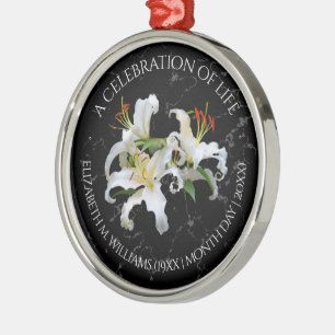 Elegant White Oriental Lilies Celebration of Life Metal Tree Decoration