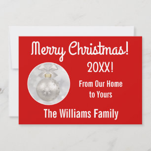 Elegant White Ornament Customise Christmas Card