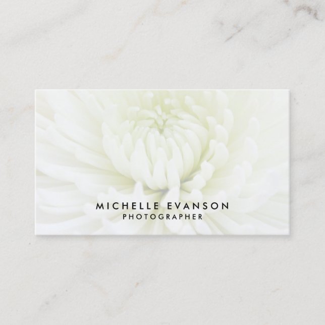 Elegant White Overlay Professional Photographer Business Card (Front)