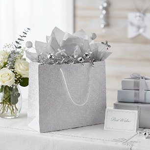 Elegant white pattern large gift bag