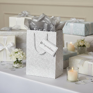 Elegant white pattern medium gift bag