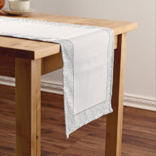 Elegant white pattern medium table runner
