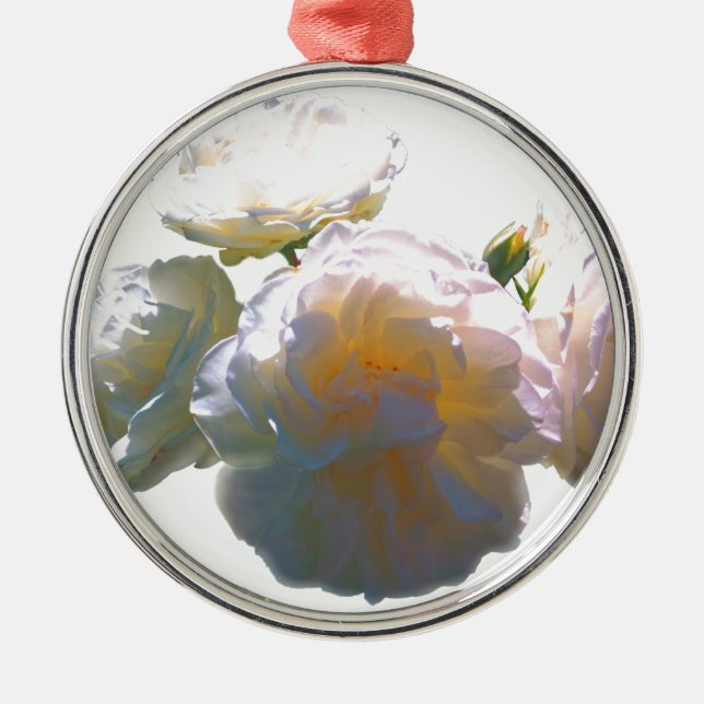 Elegant white peach orange blush roses metal tree decoration (Front)