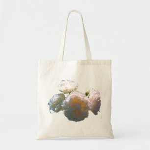 Elegant white peach orange blush roses tote bag