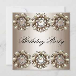 Elegant White Pearl Birthday Invitation