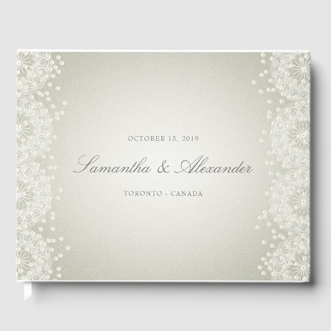 Elegant White Pearl Guest Book (Front)