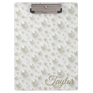 Elegant White Pearl Personalised Clipboard