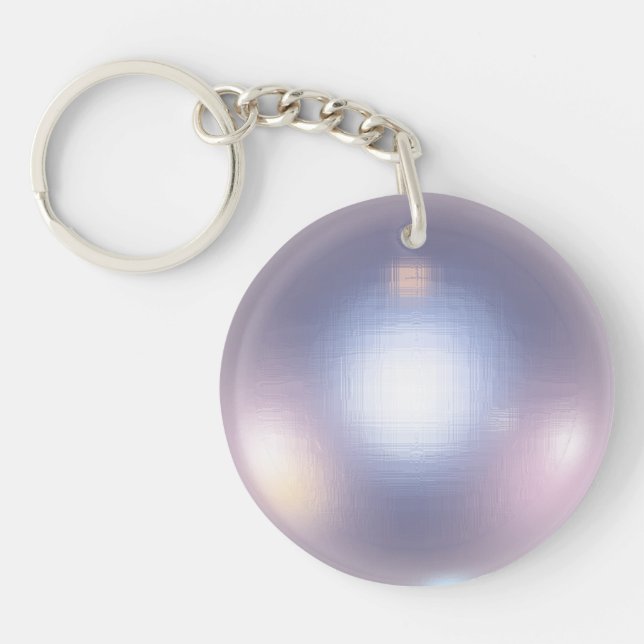 Elegant White Pearl Shimmering Diamond Bling Key Ring (Front)