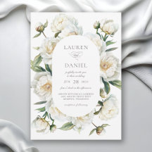 Elegant White Peonies Watercolor Floral Wedding