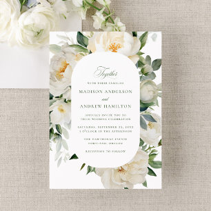Elegant White Peonies Wedding Invitation