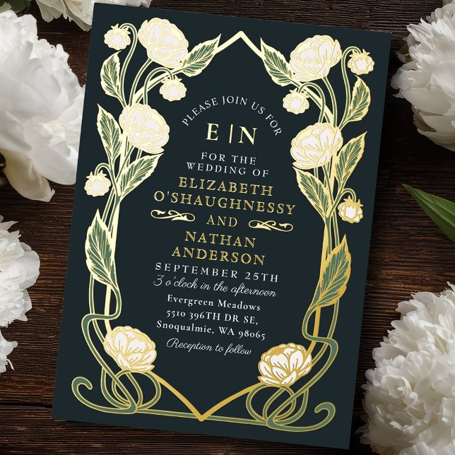 Elegant White Peony Art Nouveau Floral Wedding (Creator Uploaded)
