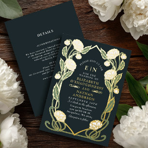 Elegant White Peony Art Nouveau Wedding All in One