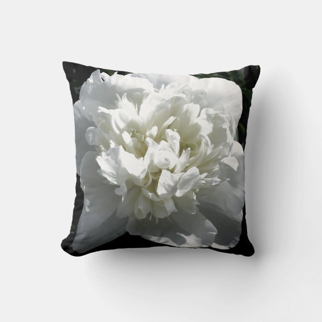 Elegant white peony floral white flower photo cushion (Front)