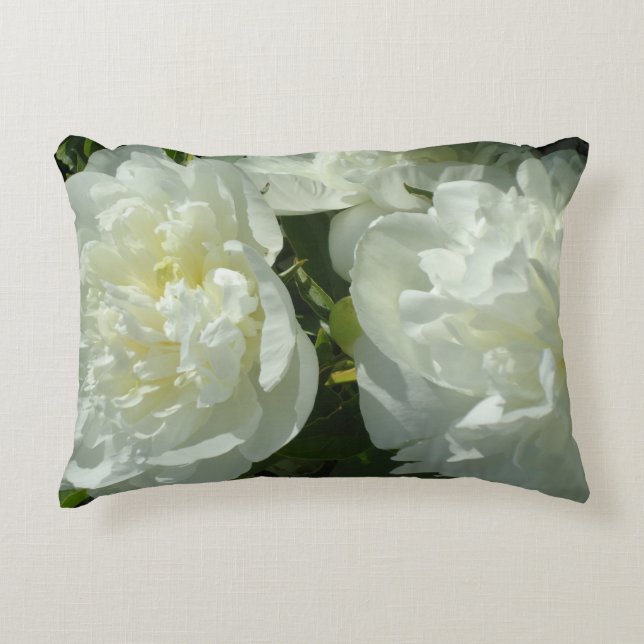 Elegant white peony floral white flower photo decorative cushion (Front)