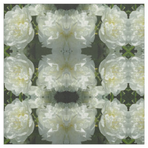 Elegant white peony floral white flower photo fabric