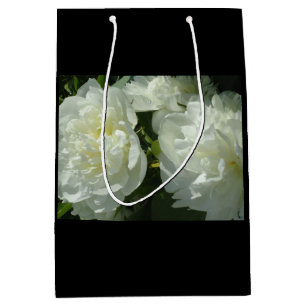 Elegant white peony floral white flower photo medium gift bag