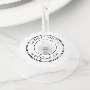 elegant white personalised names wine glass tags