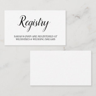 Elegant White Personalised Wedding Registry Card